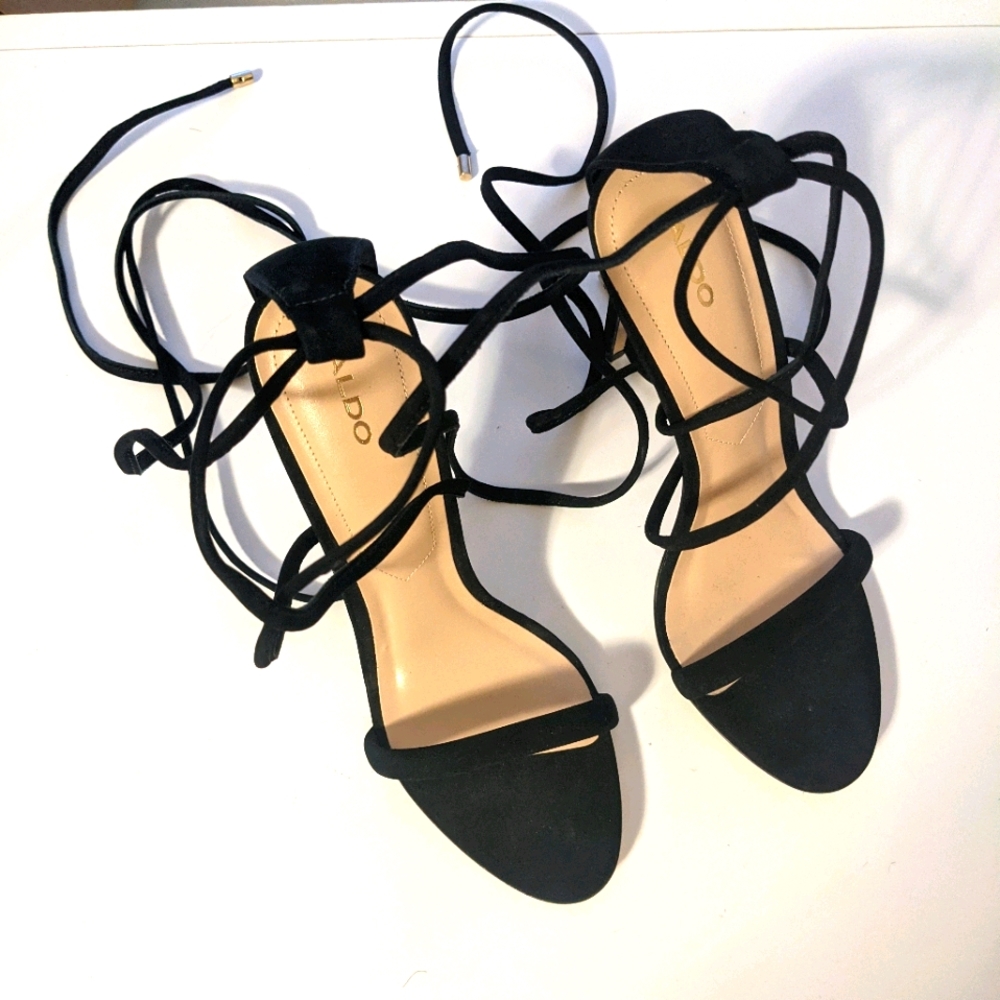 Aldo Black lace up heels